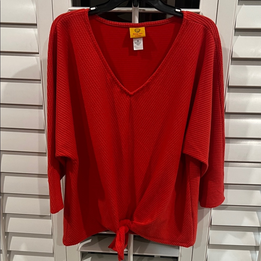 Ruby Rd. Vibrant Red V-Neck Blouse